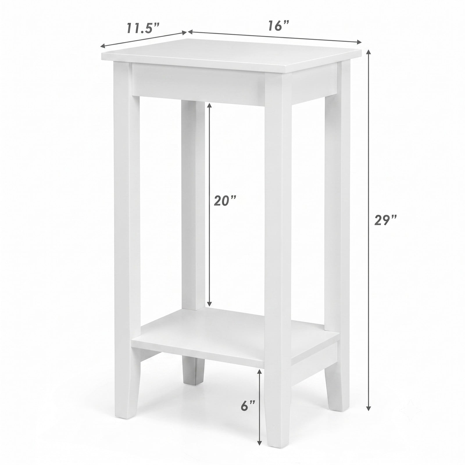 Furnibear Set of 2 2-Tier End Tables with Storage Shelf, Narrow Wood Nightstand Side Table for Living Room Bedroom Small Spaces, Sofa Couch Bedside Accent Table, White