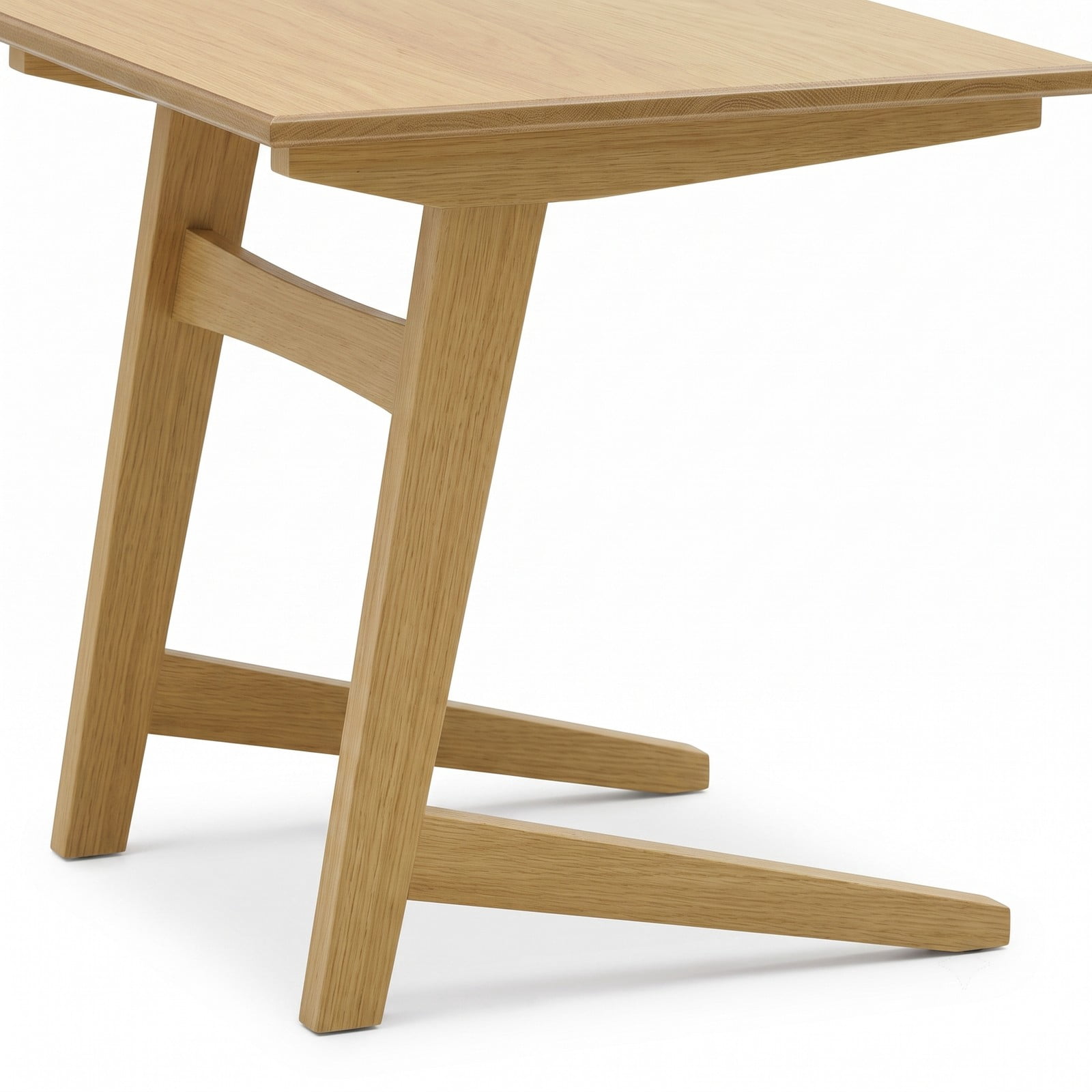 Furnibear Set of 2 C Shaped End Tables, Space-Saving Wood Sofa Side Tables with Veneered Top, Slide Under Couch Snack Laptop Tables with Sturdy Triangle Base, Natural