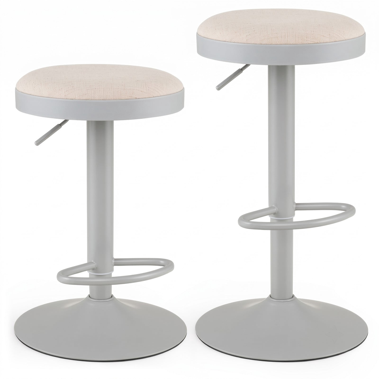 Furnibear Set of 2 Counter Height Bar Stools, Adjustable 360 Swivel Stools with Padded Breathable Seat, D-Shaped Footrest for Kitchen Island and Bar, 330 lb, Gray