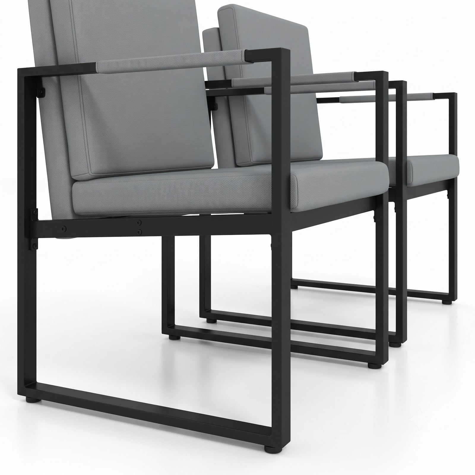 Furnibear Set of 2 Mid Century Modern Accent Chairs, PU Leather Single Sofa Armchair with Back Cushion, Metal Frame Living Room Reading Lounge Side Chair, 265, Gray
