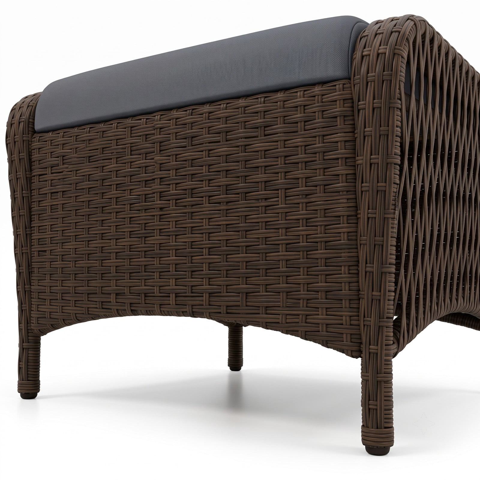 Furnibear Set of 2 Outdoor Patio PE Wicker Ottomans with Removable Cushions, Hand-Woven Rattan Footrest Extra Seat Coffee Table for Garden Porch Backyard, 400, Gray