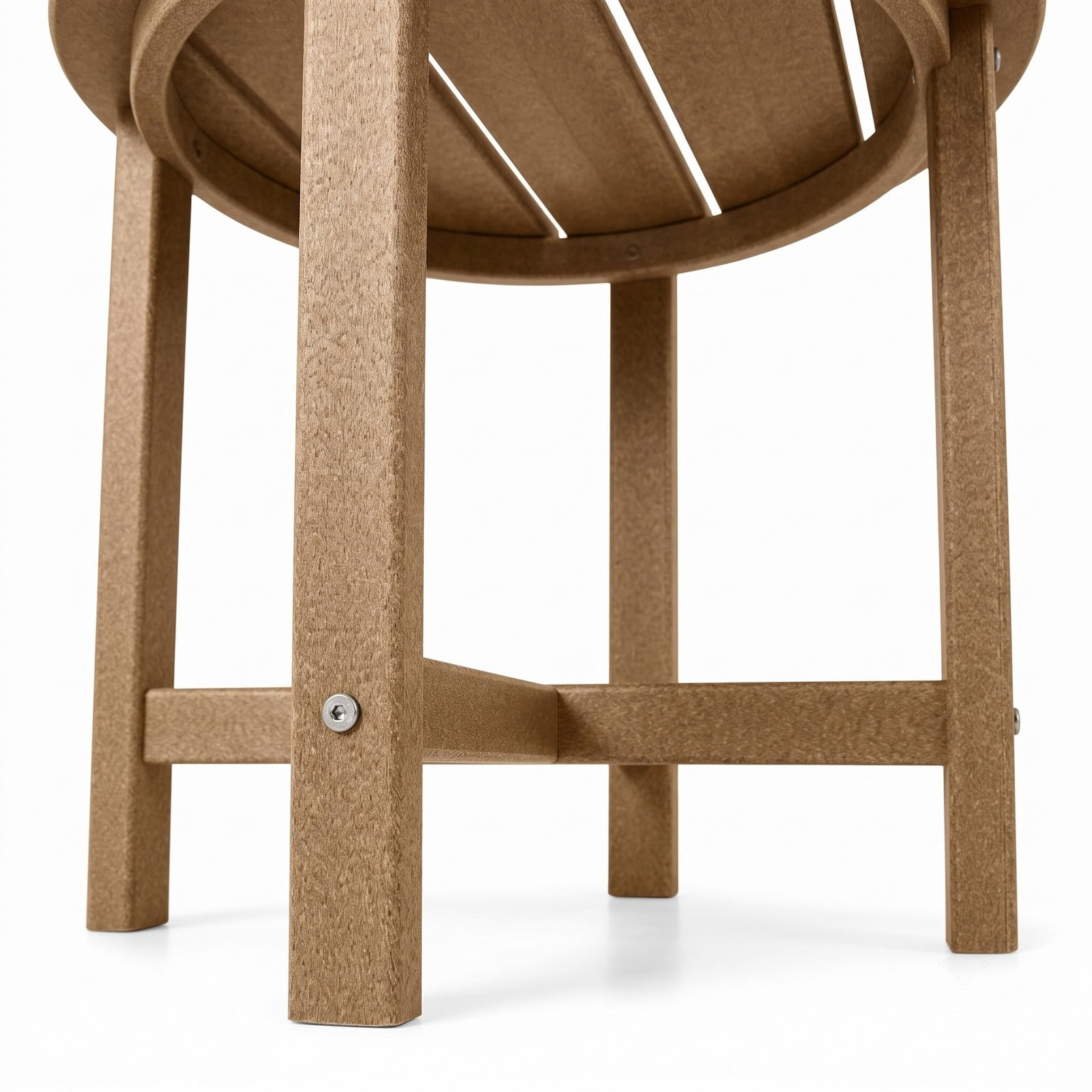 Furnibear Set of 2 18 Inch Round Weather Resistant HDPE Adirondack Side Tables for the Patio Porch Deck and Garden, Brown