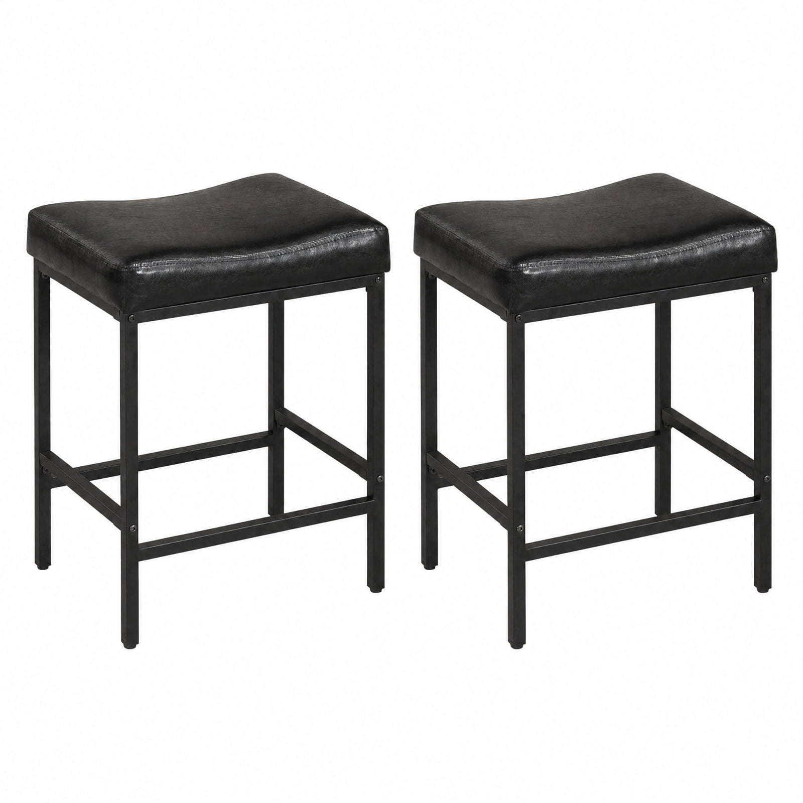 Furnibear Set of 2 25 Inch Counter Height Bar Chairs for Kitchen Island for Kitchen Island Counter Bar Pub Dining Home, Black