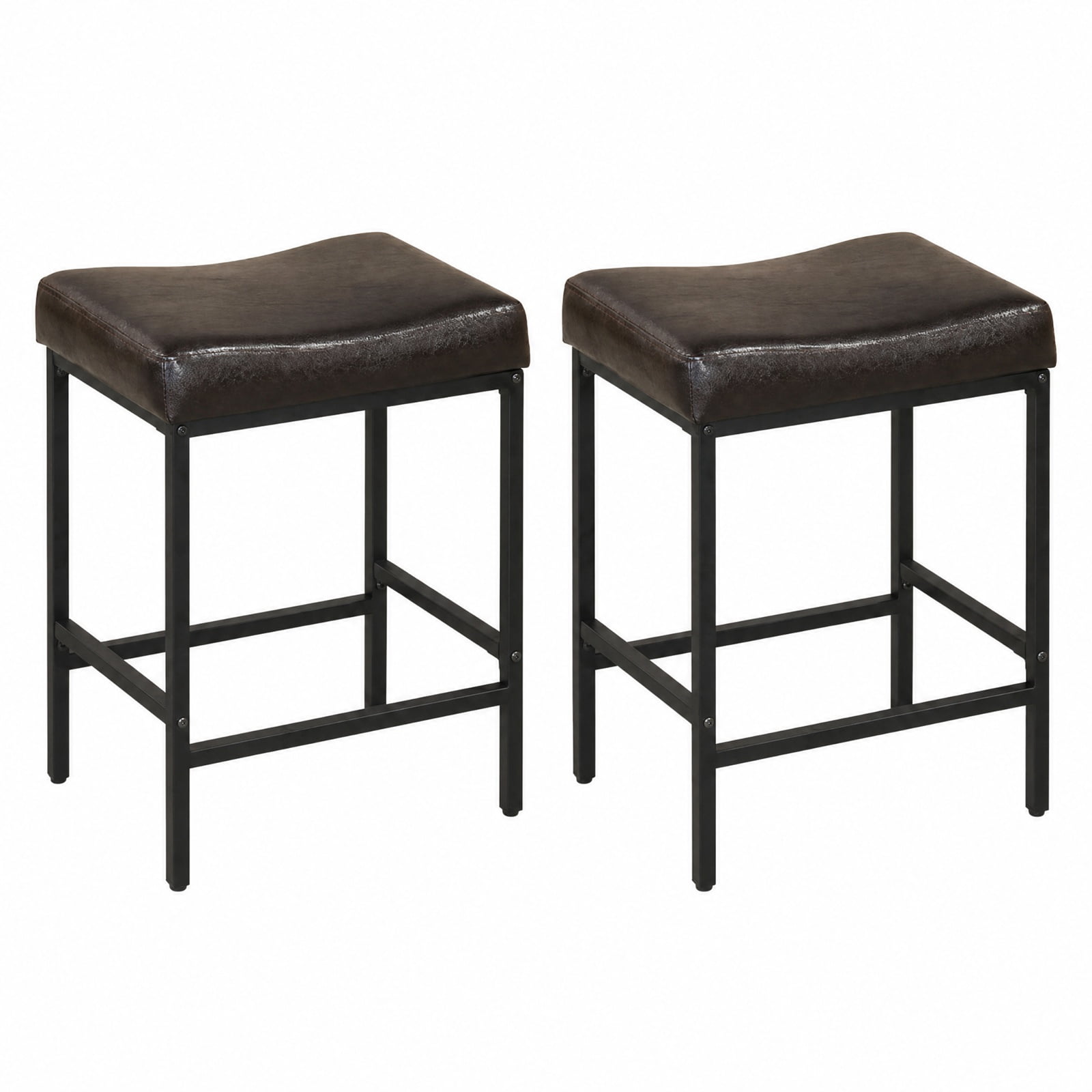 Furnibear Set of 2 25 Inch Counter Height Bar Chairs for Kitchen Island for Kitchen Island Counter Bar Pub Dining Home, Brown