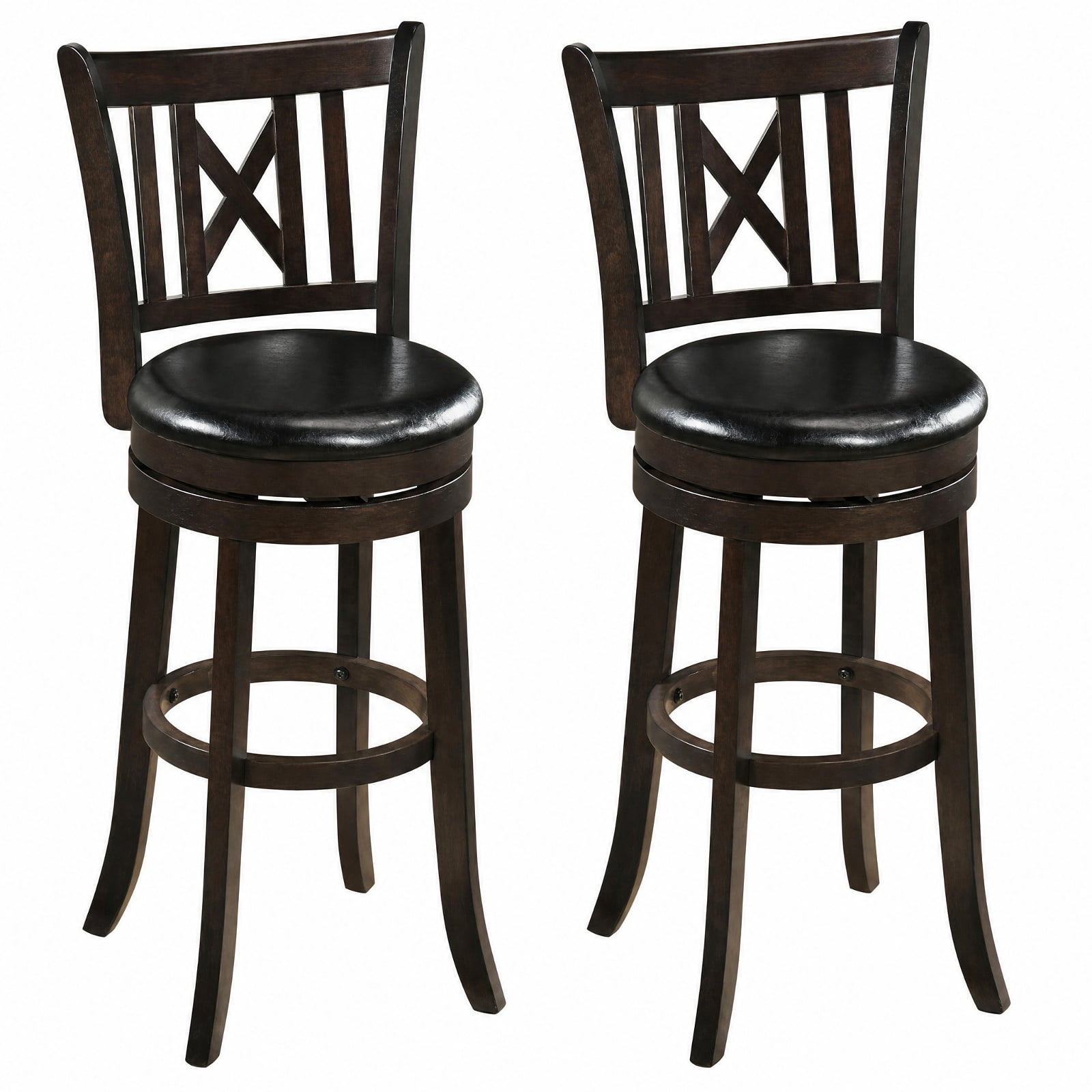 Furnibear Set of 2 Bar Stools Swivel Bar Chairs with Hollowed Backrest and Footrest-30 inches for Kitchen Island Counter Bar Pub Dining Home, Taupe
