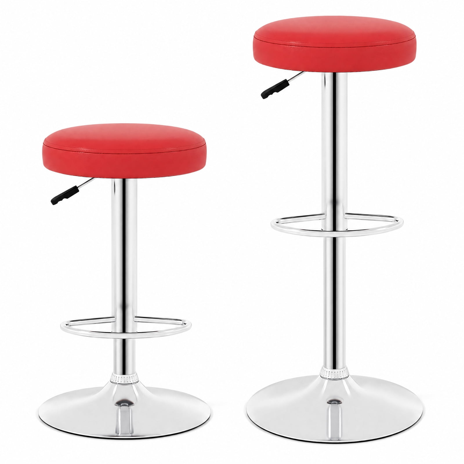 Furnibear Set of 2 Height-adjustable Swivel Bar Stool with 360° Swivel bar stool for Kitchen Island Counter Bar Pub Dining Home, Red