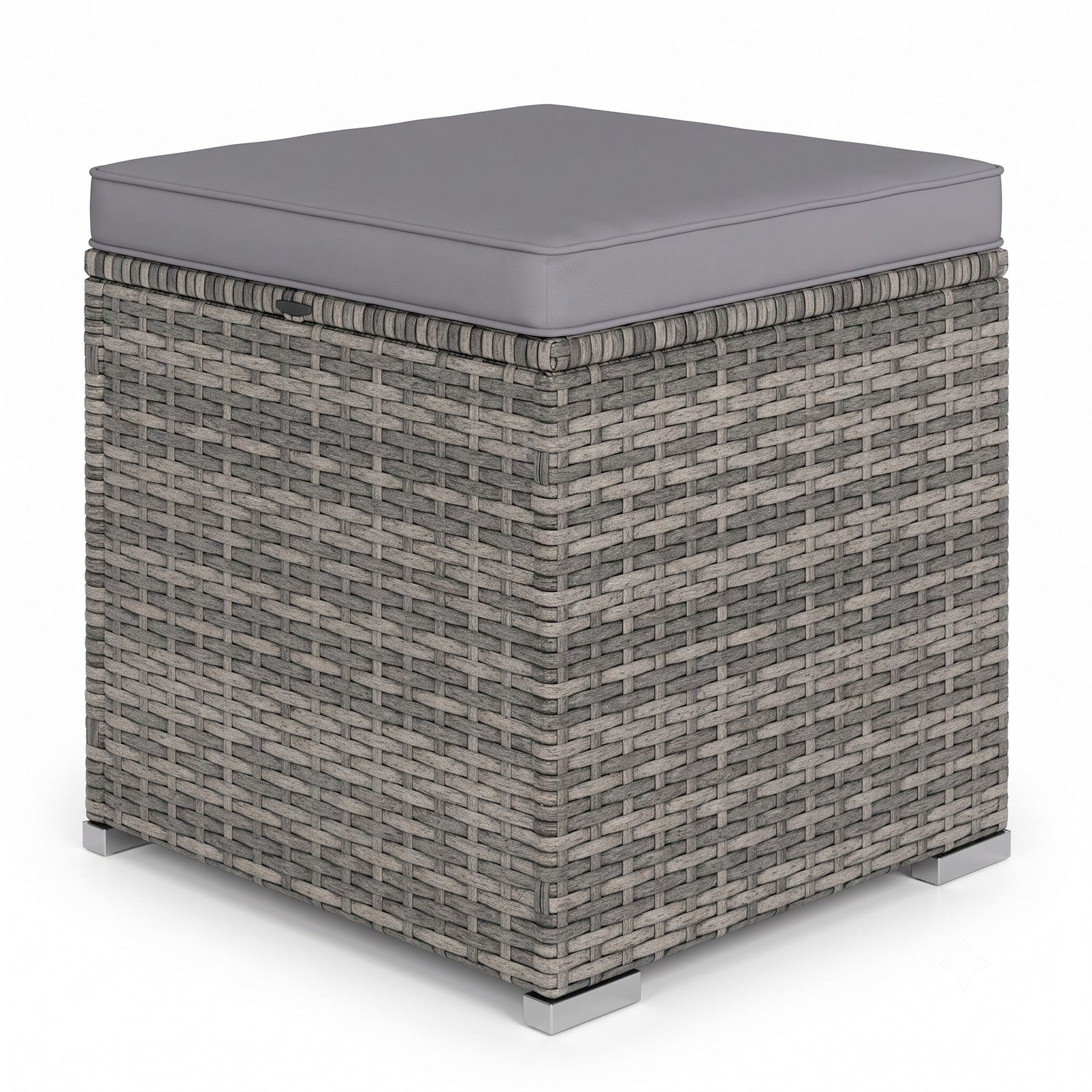Furnibear Set of 2 Outdoor PE Wicker Patio Storage Ottomans with Hidden Space and Cushions for Foot Rest and Extra Seating, Gray