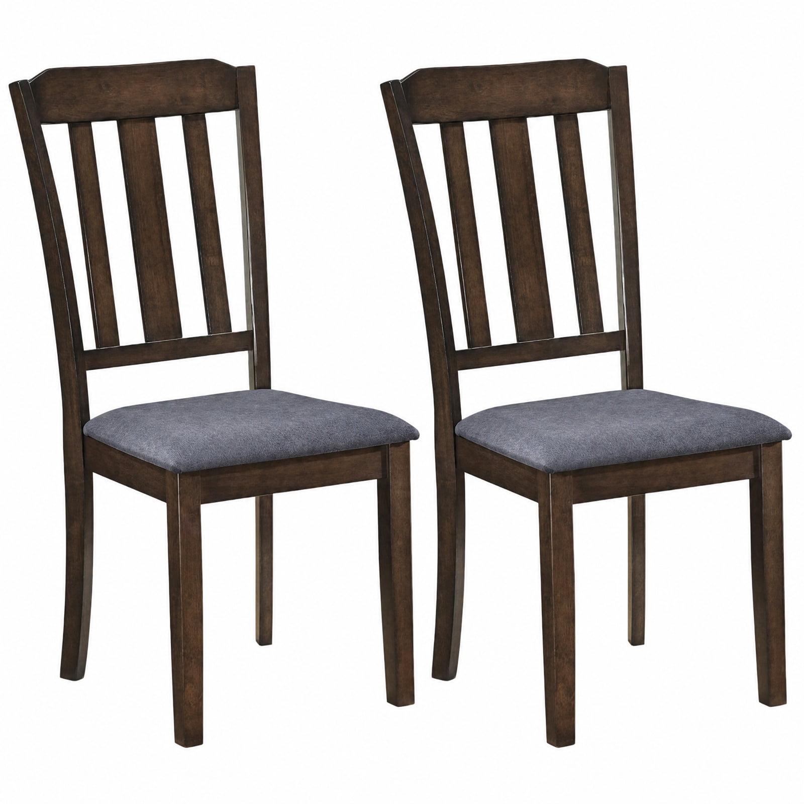 Furnibear Set of 2 Rubber Wood Dining Room Chairs with Padded Faux Linen Seat and Curved Backrest for Kitchen and Dining Room, Brown