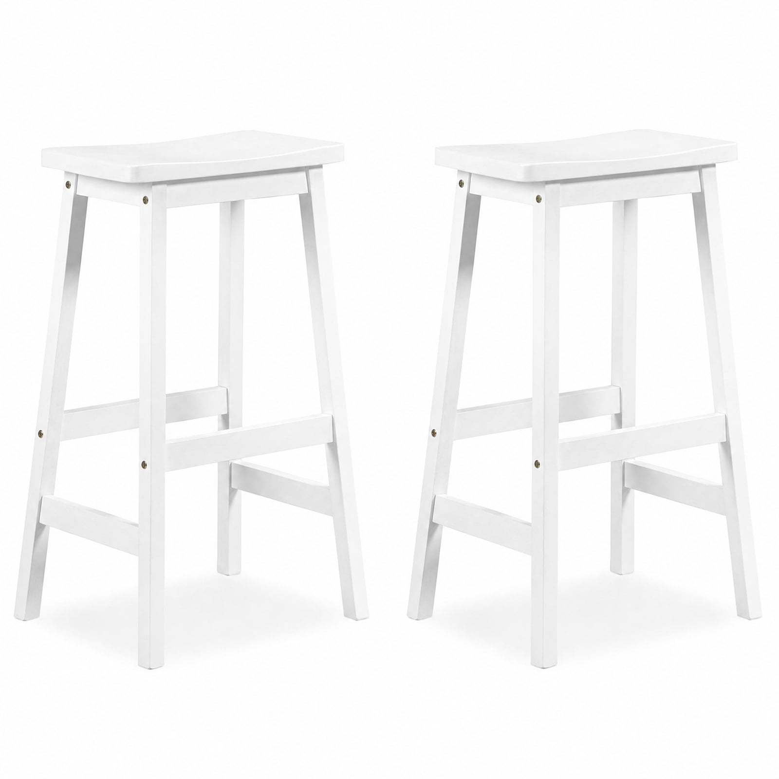 Furnibear Set of 2 Saddle Seat Counter Height Stools with Curved Seat and Footrests