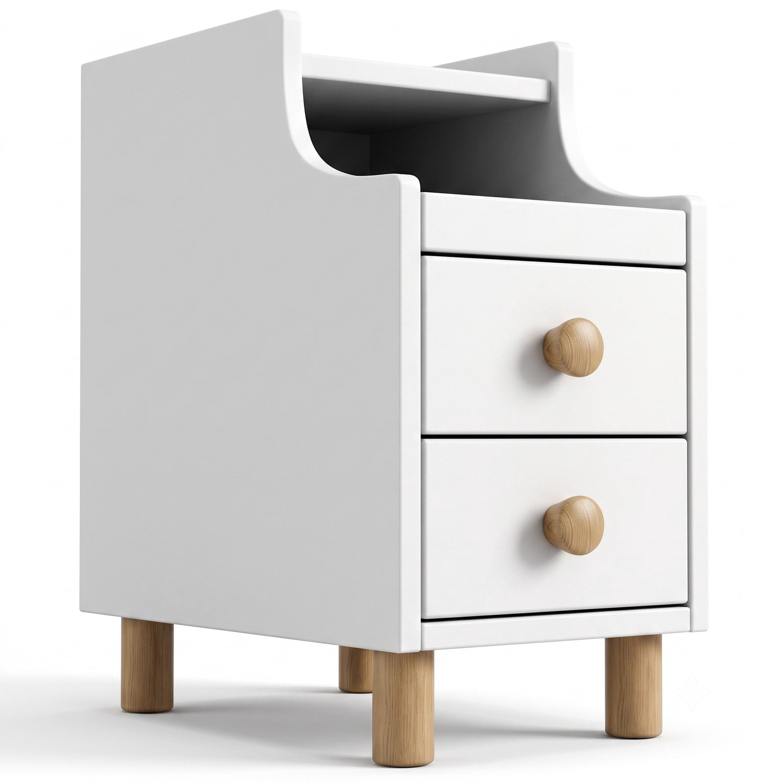 Furnibear Set of 2 Solid Rubber Wood Nightstands with Pull-out Tray and 2 Storage Drawers for Bedroom Living Room and Small Spaces, White