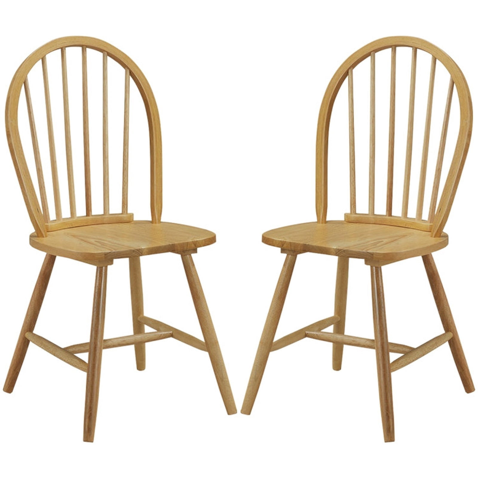 Furnibear Set of 2 Vintage Windsor Dining Chairs with Spindle Back and Solid Rubber Wood Frame for Kitchen and Dining Room