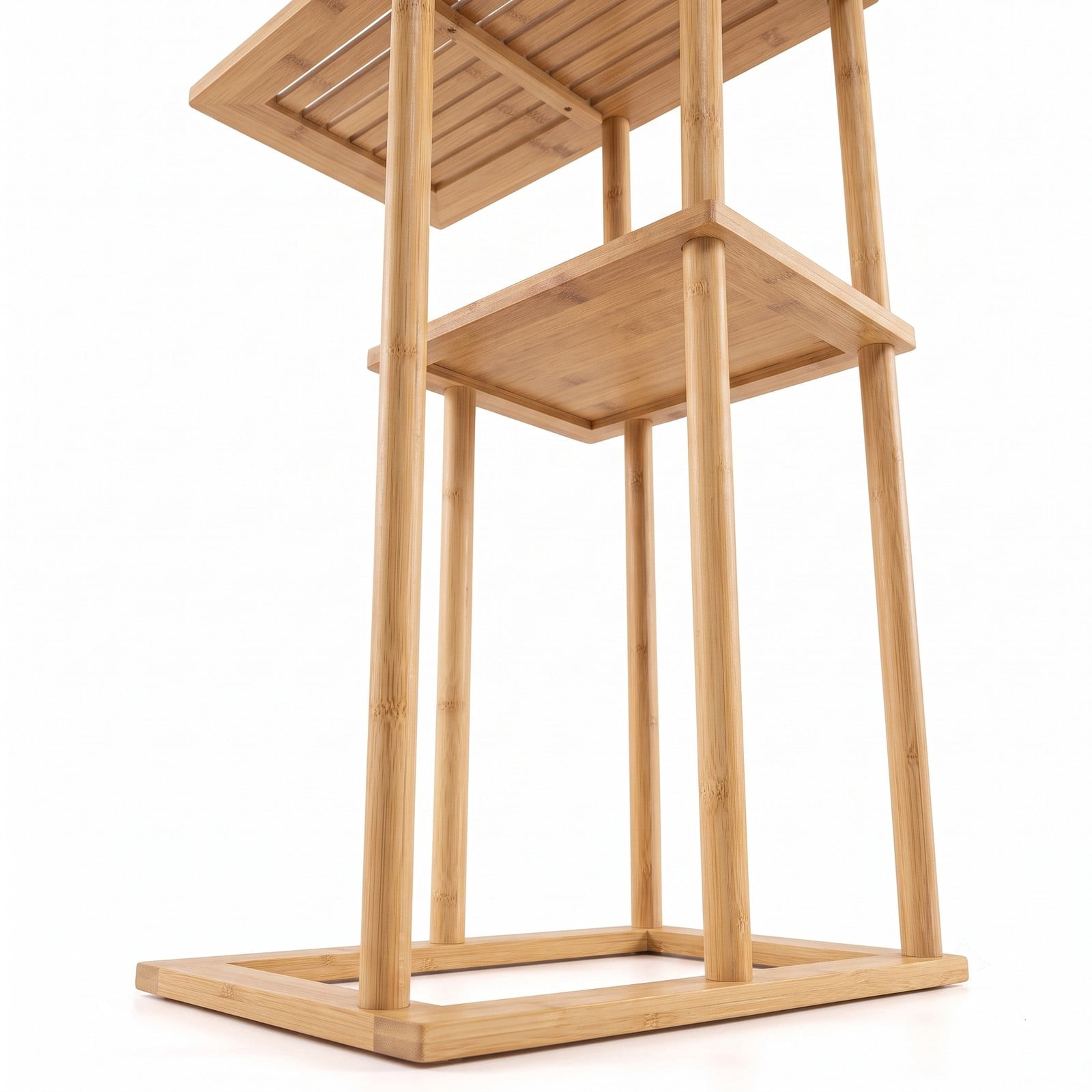 Furnibear Side Table Set of 2, 2-Tier Bamboo End Table with Storage Shelf, Nightstand Sofa Side Table for Living Room Bedroom Study, Rectangular Small Accent, Natural