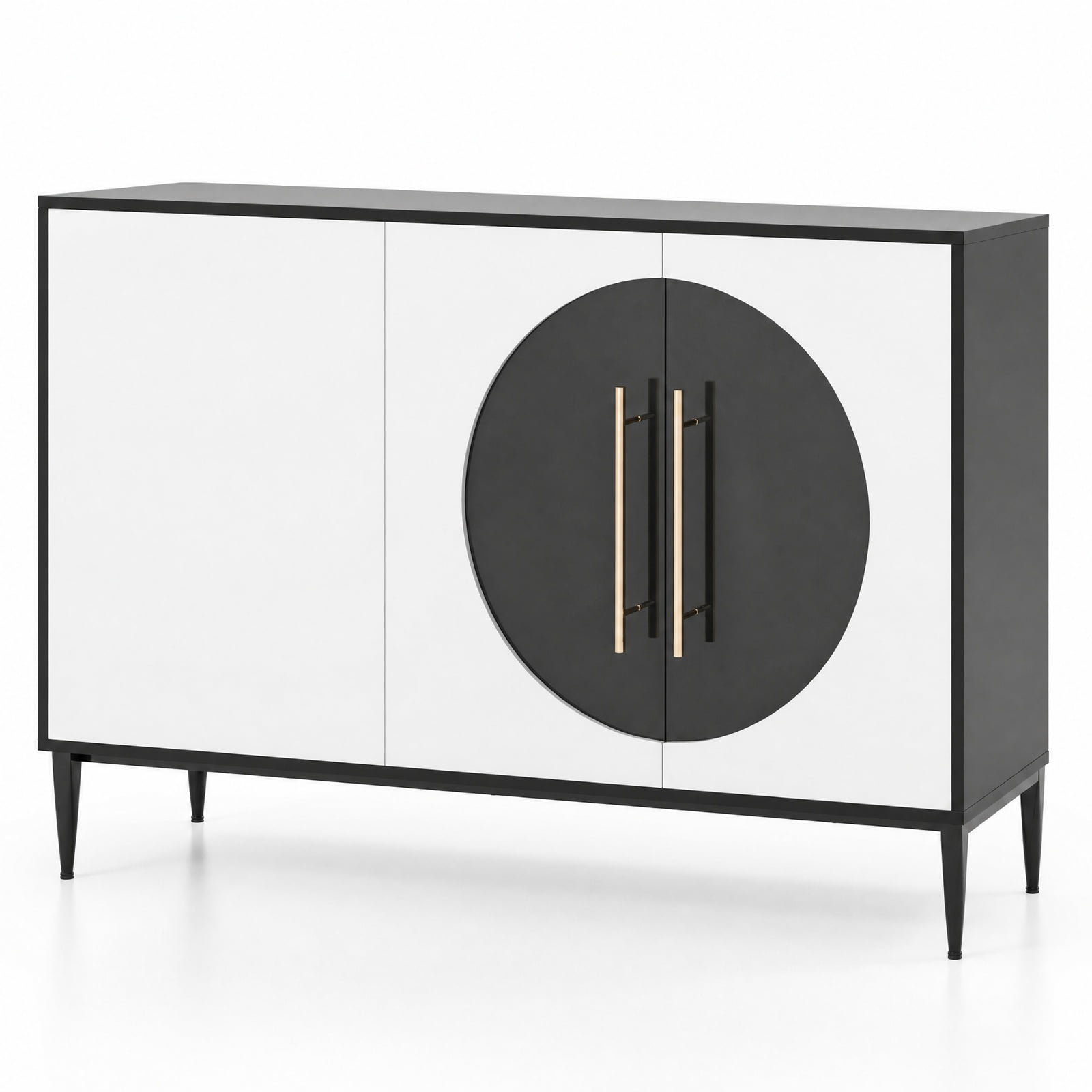 Furnibear Sideboard Cabinet with Tempered Glass Door for Living Room Dining Room Kitchen for Kitchen Dining Living Room Buffet Storage Server, White