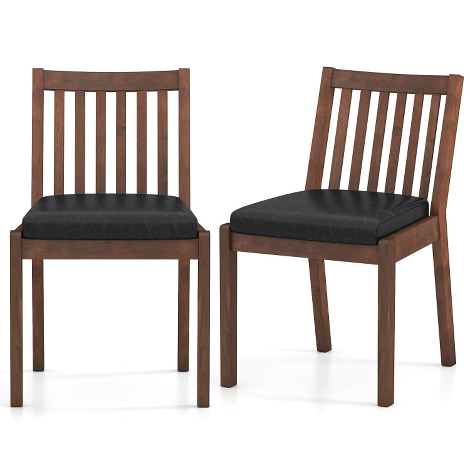 Furnibear PU Leather Dining Chairs Set of 2 with Padded Seat and Solid Rubber Wood Legs for Kitchen and Dining Room, Espresso