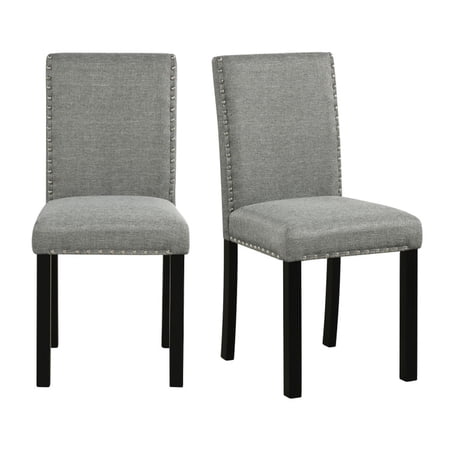Furnibear Upholstered Dining Chairs Set of 2 with Bent Wood Legs and Padded Fabric Seat for Kitchen and Dining Room, Gray