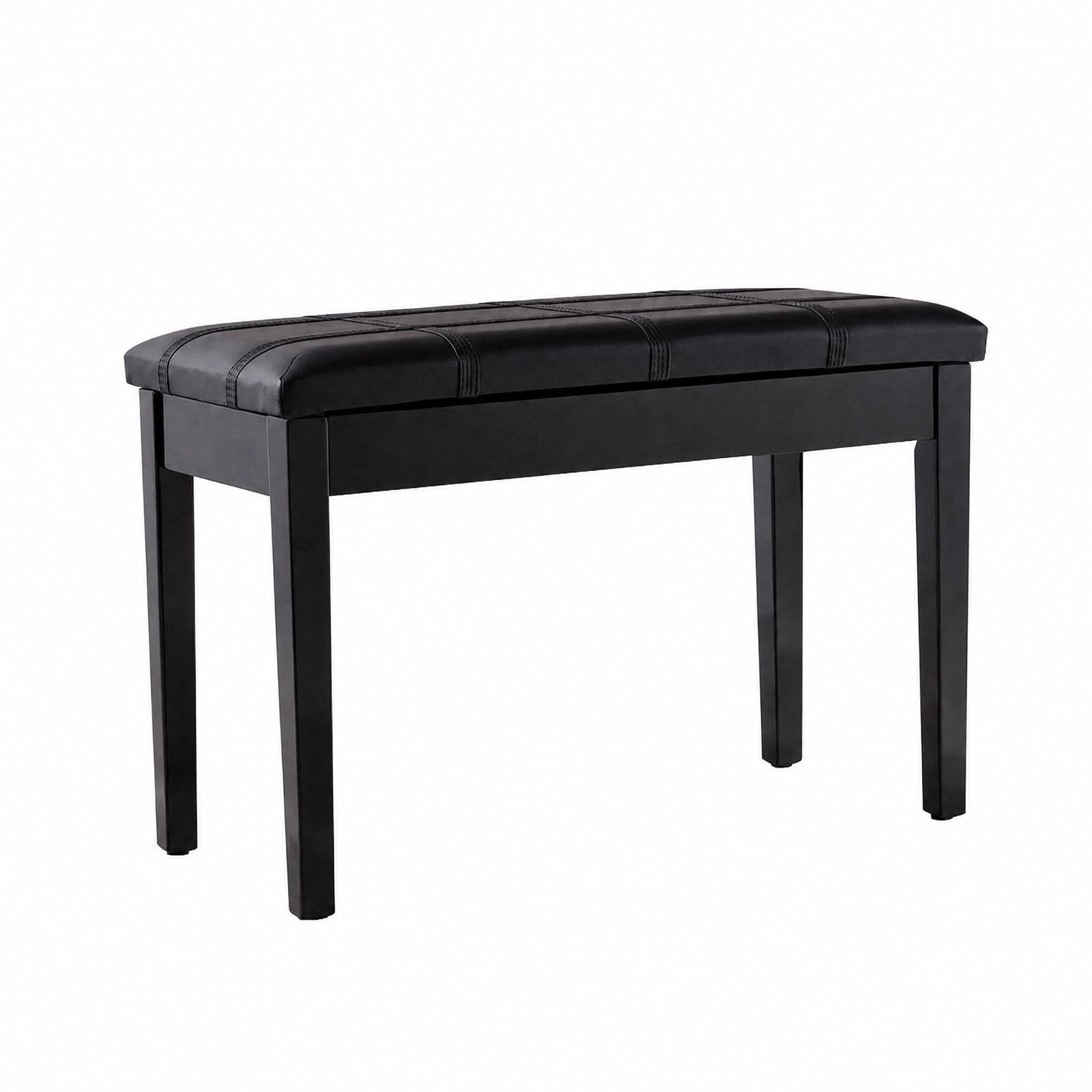 Furnibear Solid Wood Duet Piano Bench with PU Leather Padded Seat and Under Seat Storage for Two Players Keyboard Music Studio Home, Black
