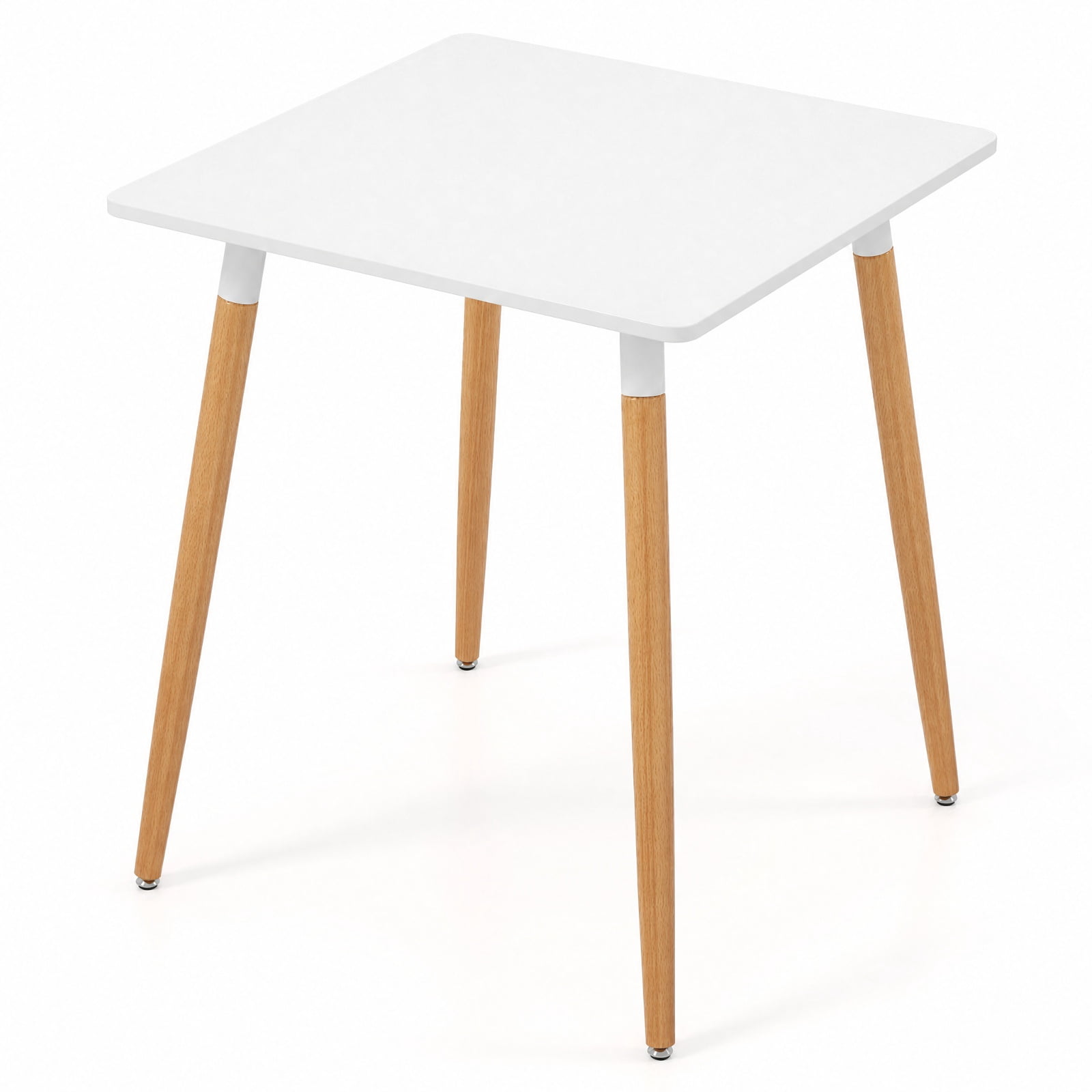 Furnibear Square Dining Table with Adjustable Foot Pads and X Shaped Structure for Small Dining Room and Kitchen Spaces, White
