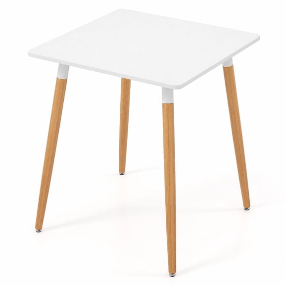 Furnibear Square Dining Table with Adjustable Foot Pads and X Shaped Structure for Small Dining Room and Kitchen Spaces, White