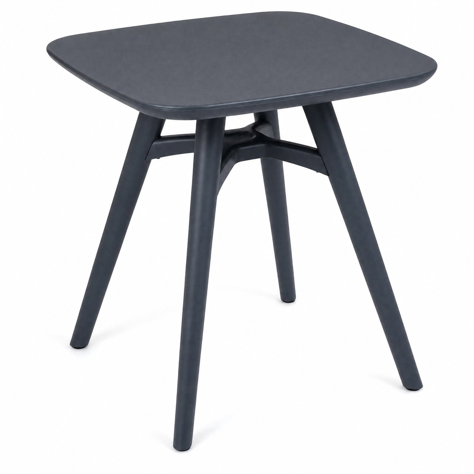 Furnibear Square Outdoor Dining Table for 4 All Weather Plastic Patio Bistro Table with Thick Top and Anti Slip Foot Pads, Gray