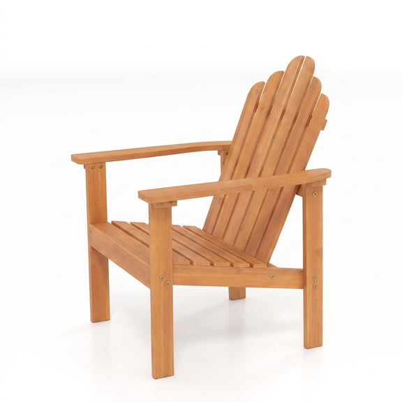 Furnibear Stackable Adirondack Chair, Solid Acacia Wood Patio Fire Pit Chair with Wide Armrests, 400 lbs Capacity Outdoor Lounge Seating for Deck Garden, Natural
