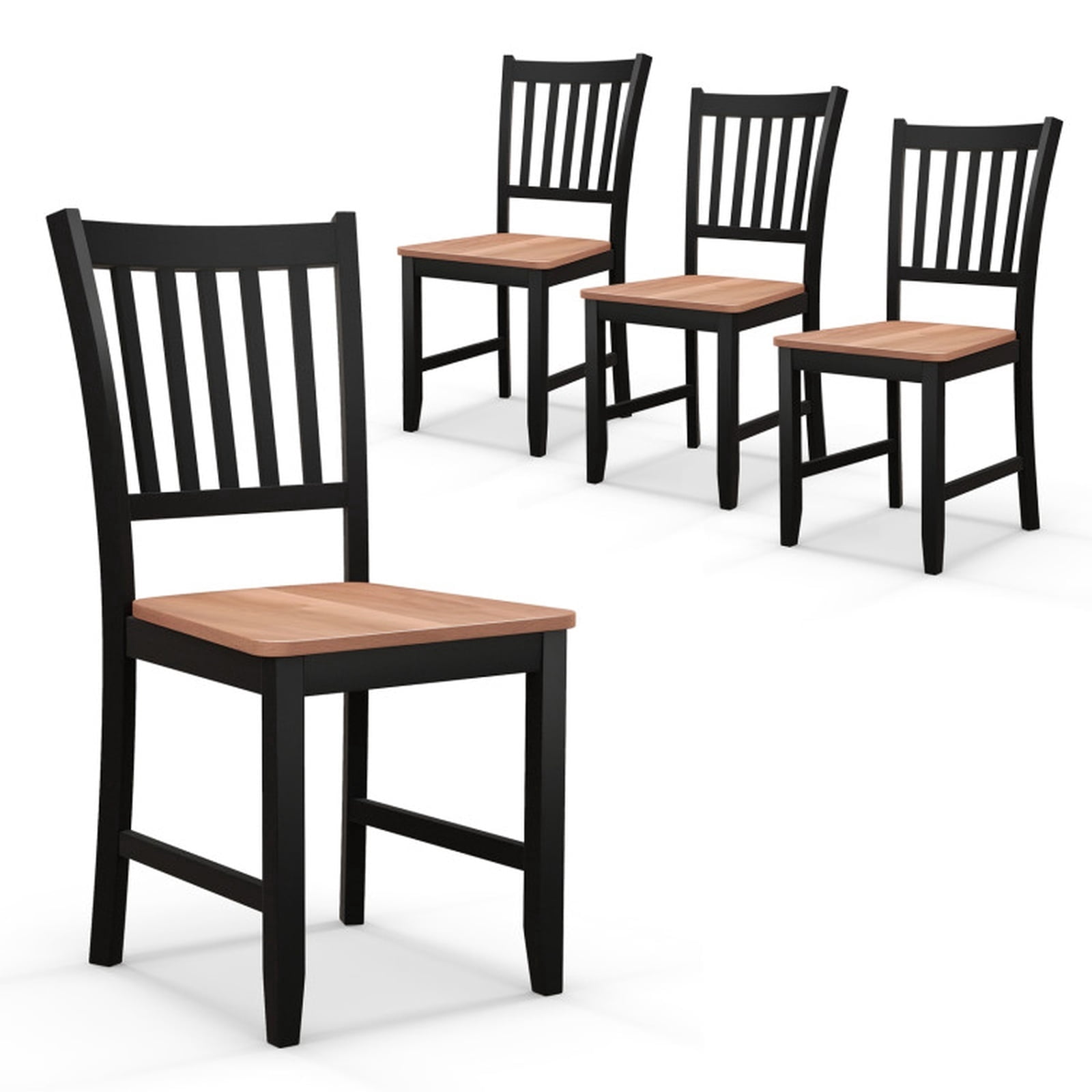 Furnibear Wood Dining Chairs Set of 4 with Classic Spindle Back and Solid Rubber Wood Legs for Kitchen and Dining Room, Walnut