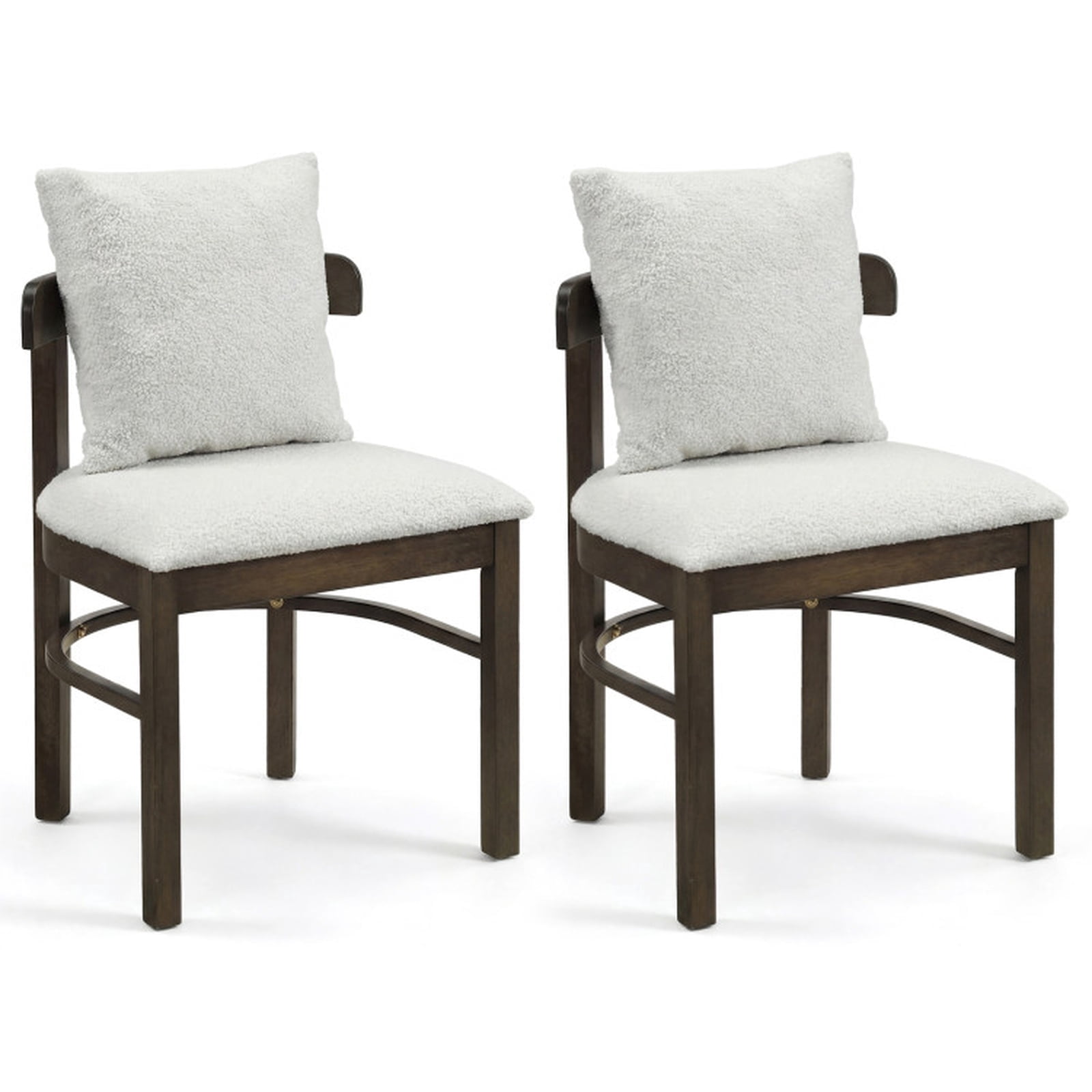 Furnibear Upholstered Fabric Dining Chairs Set of 2 with Removable Pillow and Sturdy Wood Legs for Kitchen and Dining Room, Gray