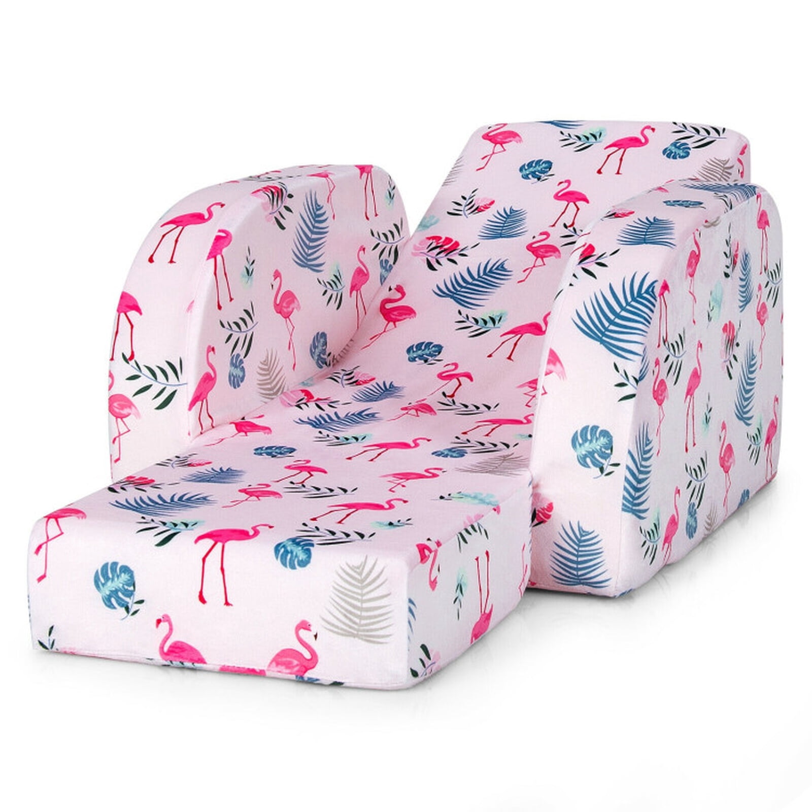 Furnibear Toddler Chair 3 in 1 Convertible Kid Sofa Bed Flip Out Chair Lounger for Toddler, Pink