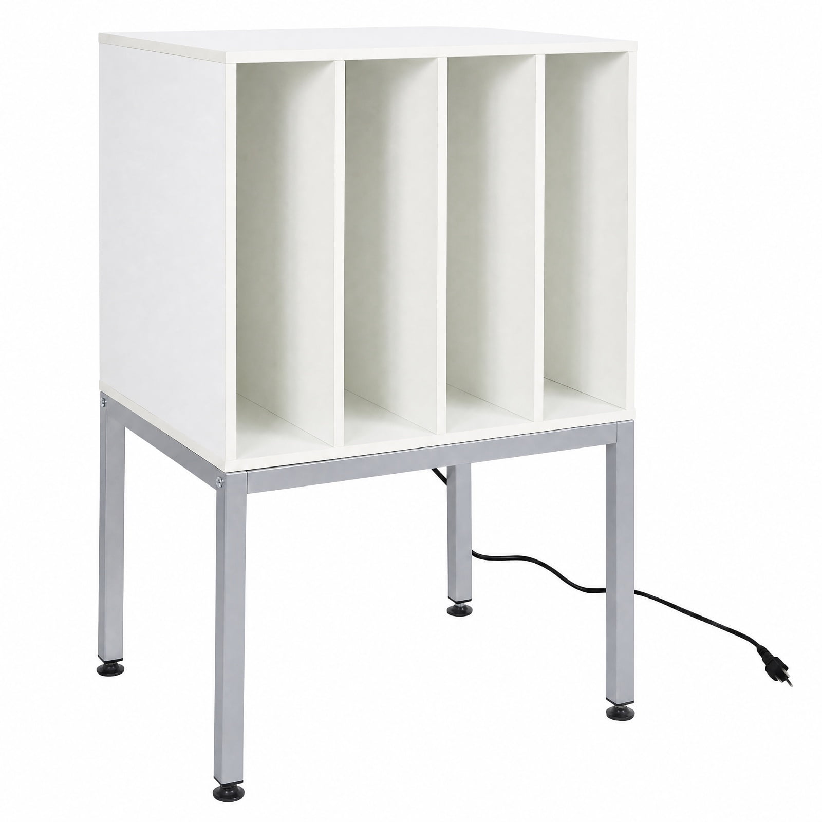 Furnibear Turntable Record Player Stand with Power Outlets USB and Vinyl Storage for Living Room Bedroom and Music Room, White