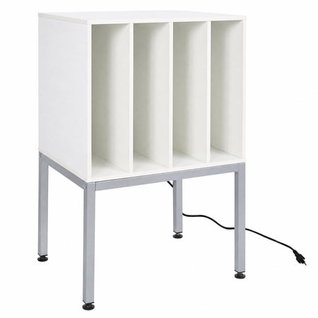 Furnibear Turntable Record Player Stand with Power Outlets USB and Vinyl Storage for Living Room Bedroom and Music Room, White