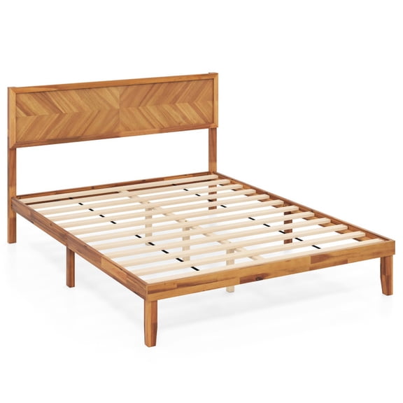 Furnibear Twin/Full/Queen Size Bed Frame with Headboard and Storage Space - Modern Platform Bed No Box Spring Needed