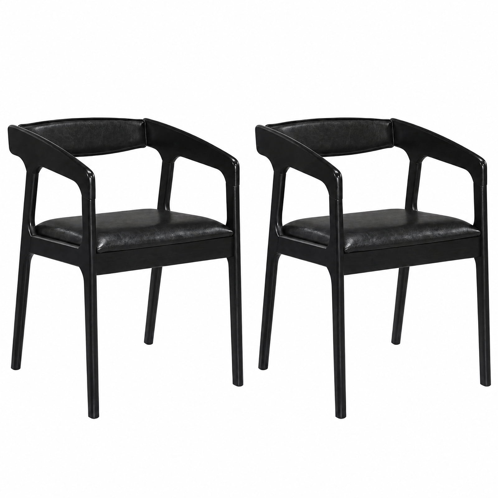 Furnibear Upholstered Armchairs Set of 2 with Cozy Backrest and Padded Seat Cushion for Kitchen Dining Room Living Room Home, Black