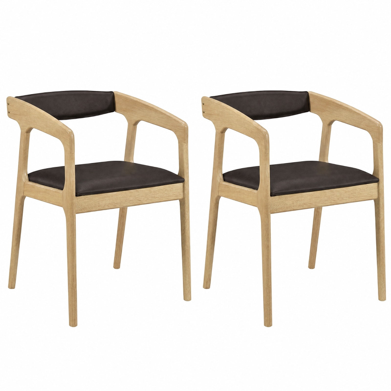 Furnibear Upholstered Armchairs Set of 2 with Cozy Backrest and Padded Seat Cushion for Kitchen Dining Room Living Room Home, Natural