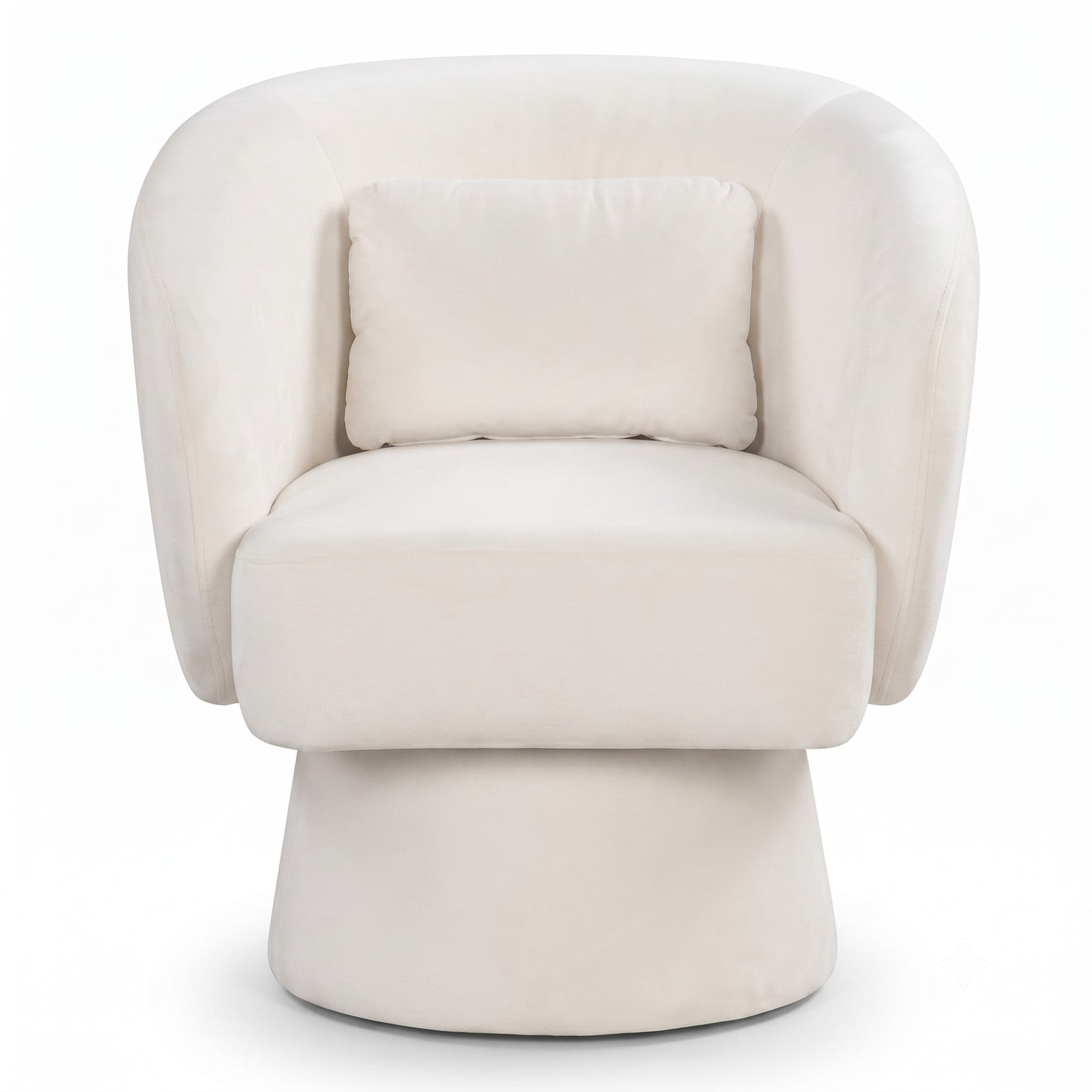 Furnibear Upholstered Barrel Accent Chair, Swivel Curved-Back Chair with Removable Lumbar Pillow and Non-Slip Base for Living Room Bedroom Office, 400 lbs, Beige