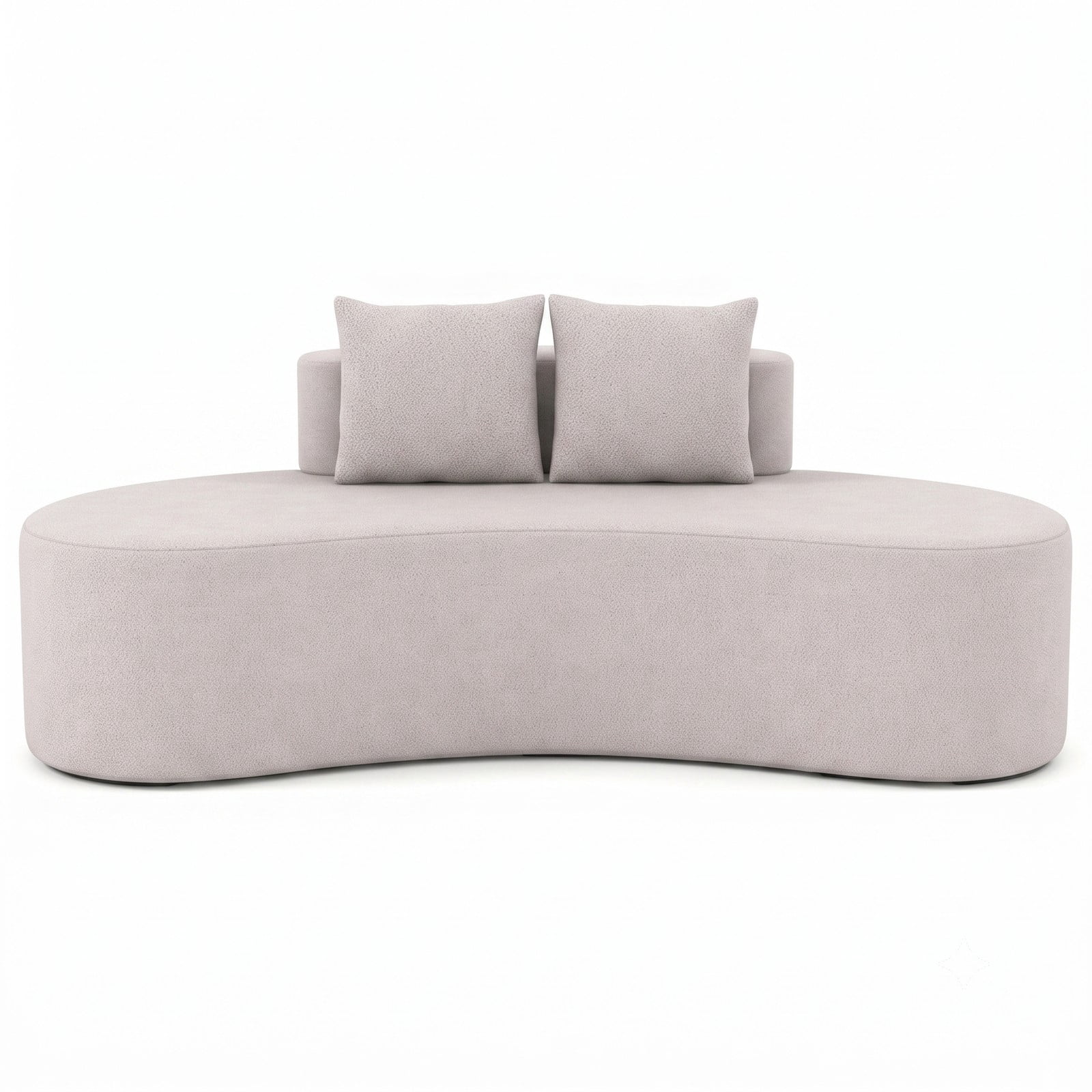 Furnibear Upholstered Curved Sofa for 3, Modern Polyester Fabric Loveseat Couch with 2 Cozy Throw Pillows, Low Backrest, Non-Slip Bottom, 440 lbs Capacity for, Gray
