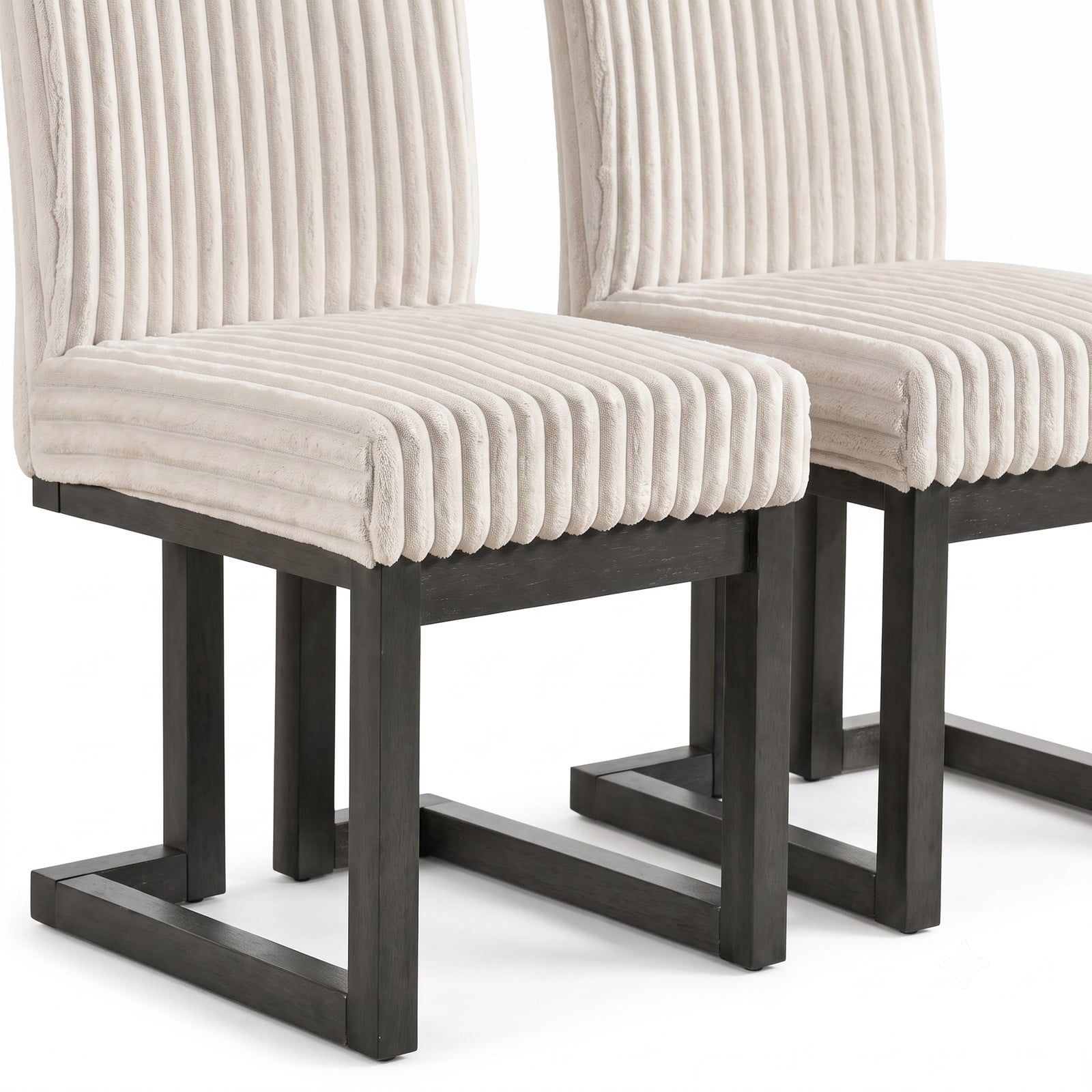 Furnibear Upholstered Dining Chairs Set of 2, Fabric Accent Kitchen Side Chairs with Solid Rubber Wood Legs, Padded Cushion Seat & Channel Tufted, Living Room - Beige