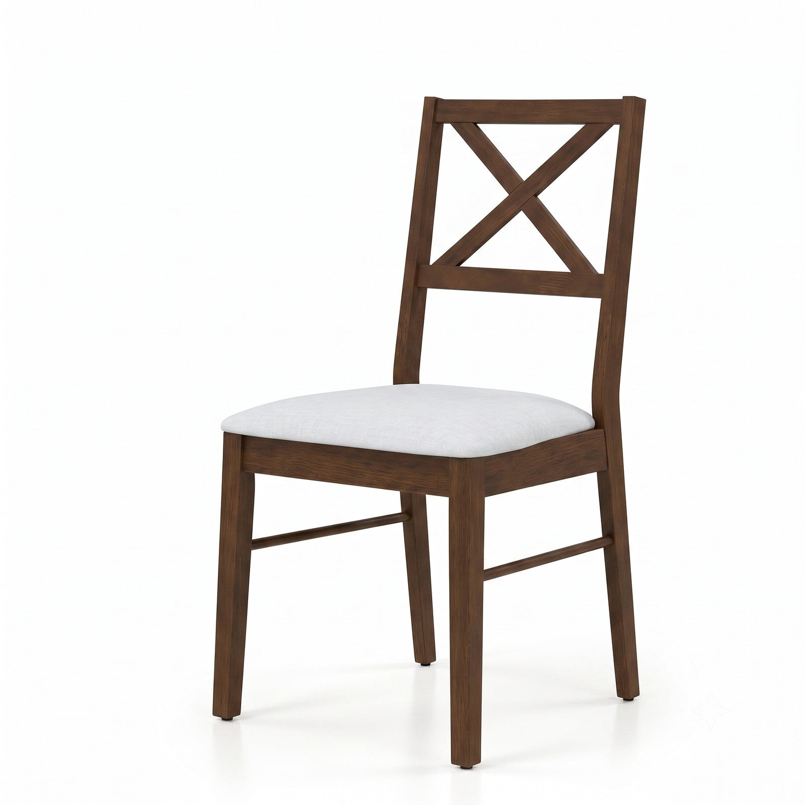 Furnibear Upholstered Dining Chairs Set of 2, Padded Side Chairs with Rubber Wood Frame, Ergonomic Cross Backrest & Non-Slip Foot Pads for Kitchen Living Room, Brown