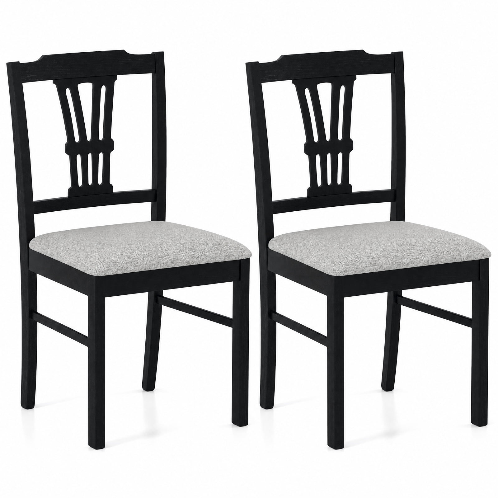 Furnibear Upholstered Dining Chairs Set of 2 Kitchen Chairs with Solid Rubber Wood Frame and Padded Seat for Dining Room, Gray