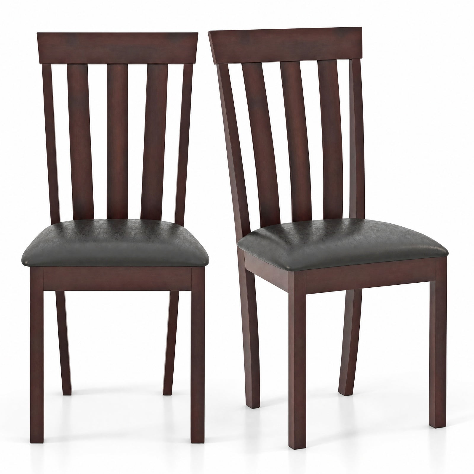 Furnibear Upholstered Dining Chairs Set of 2 Wooden Kitchen Chairs with Padded Seat and Rubber Wood Frame for Dining Room, Espresso
