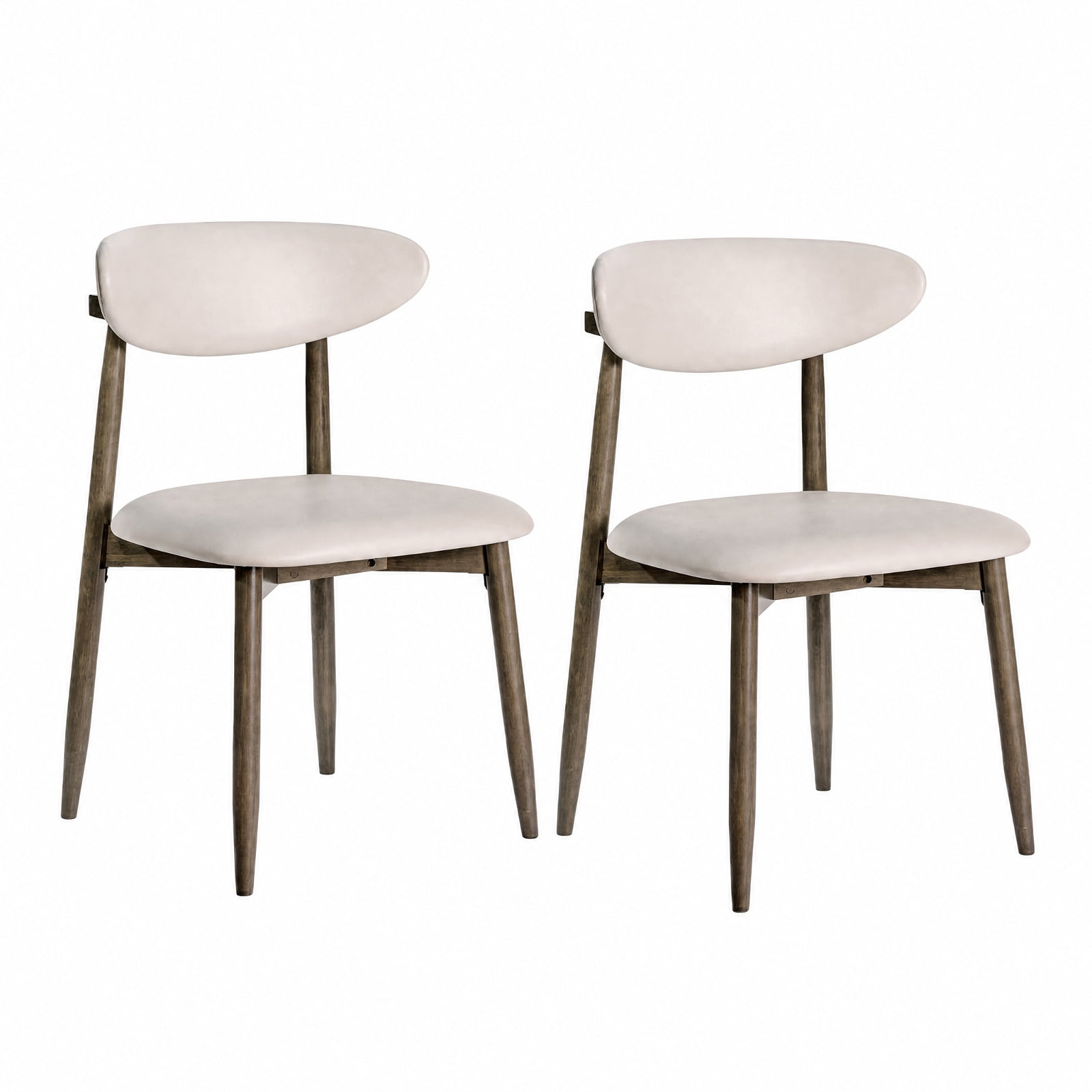 Furnibear Upholstered Dining Chairs Set of 2 with Curved Backrest and Rubber Wood Legs for Kitchen and Dining Room Modern Seating, Beige