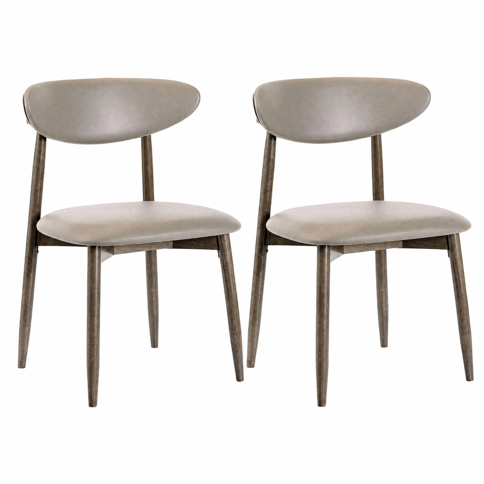 Furnibear Upholstered Dining Chairs Set of 2 with Curved Backrest and Rubber Wood Legs for Kitchen and Dining Room Modern Seating, Gray