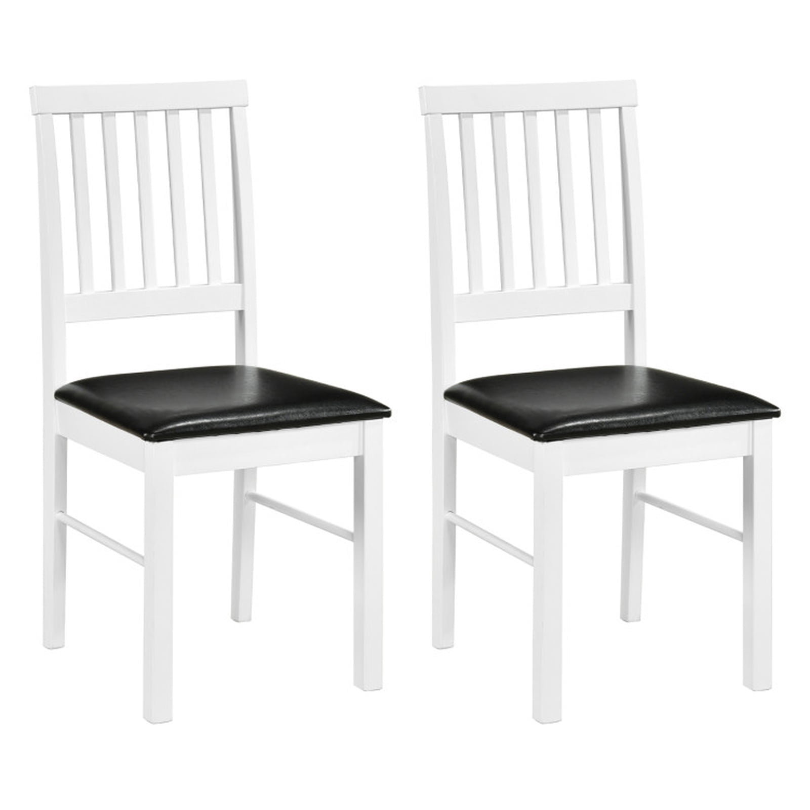 Furnibear Upholstered Dining Chairs Set of 2 with Mid Century Curved Backrest and Rubber Wood Legs for Kitchen and Dining Room, White