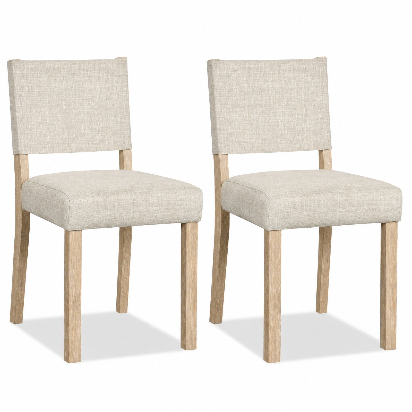 Furnibear Upholstered Dining Chairs with Solid Rubber Wood Legs Set of 2 for Kitchen Dining Room Living Room Home, Beige