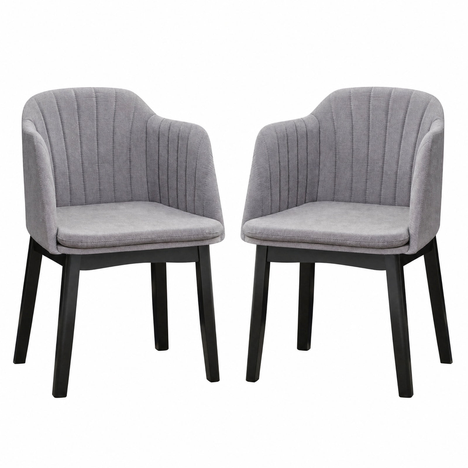 Furnibear Upholstered Velvet Accent Modern Dining Chairs Set of 2 with Curved Backrests for Kitchen Dining Room Living Room Home, Grey