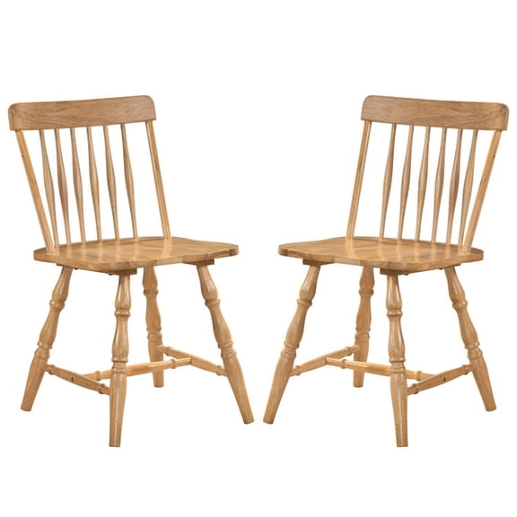 Furnibear Upholstered Windsor Dining Chairs Set of 2 with Curved Spindle Back for Home Entertainment with Accent Chair, Natural