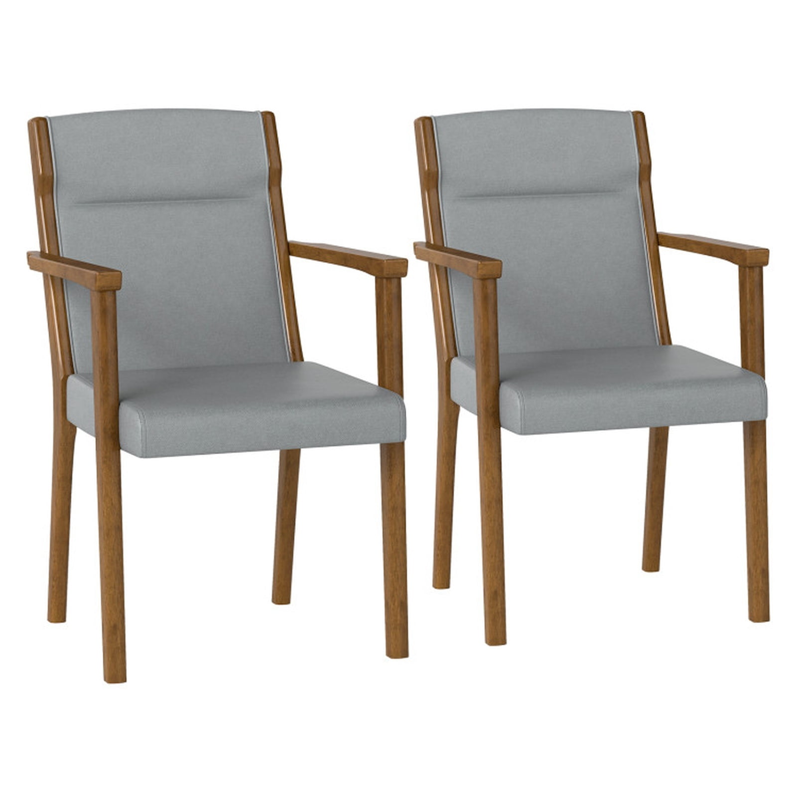 Furnibear Upholstered Wooden Accent Chairs Set of 2 with High Back and Soft Cushion, 352 lbs Capacity, Gray