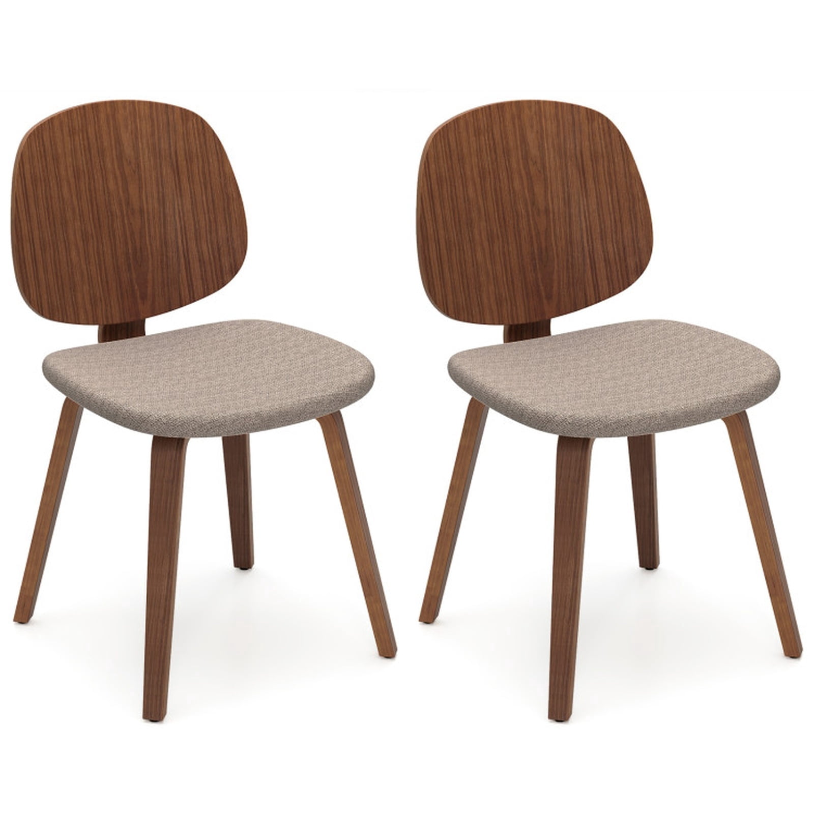 Furnibear Upholstered Bentwood Dining Chairs Set of 2 with Padded Chenille Seat and Curved Frame for Kitchen and Dining Room, Walnut