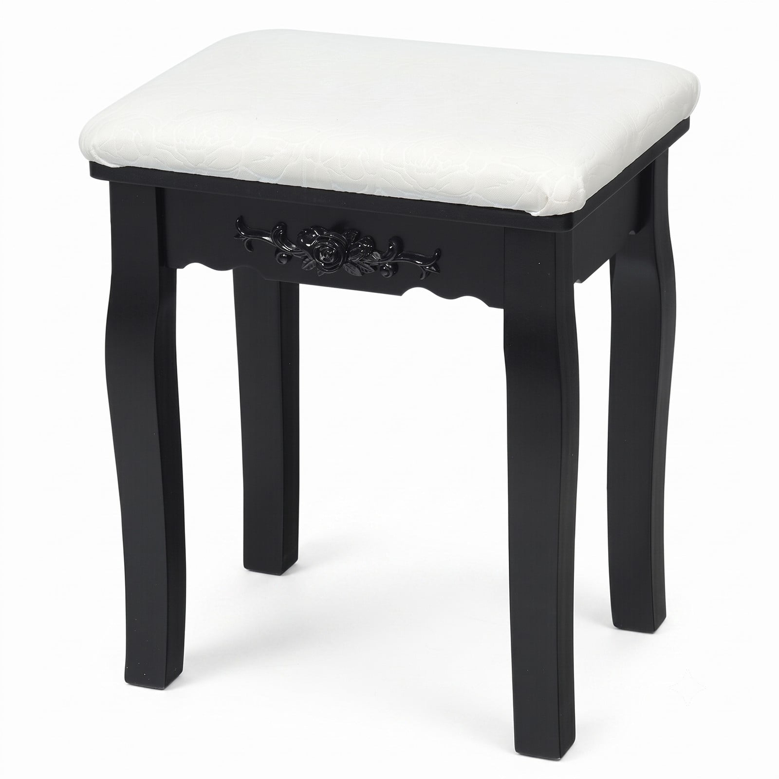 Furnibear Vanity Table Set with 10 Dimmable Light Oval Mirror and Cushioned Stool and 5 Drawers for Bedroom Makeup and Dressing, Black