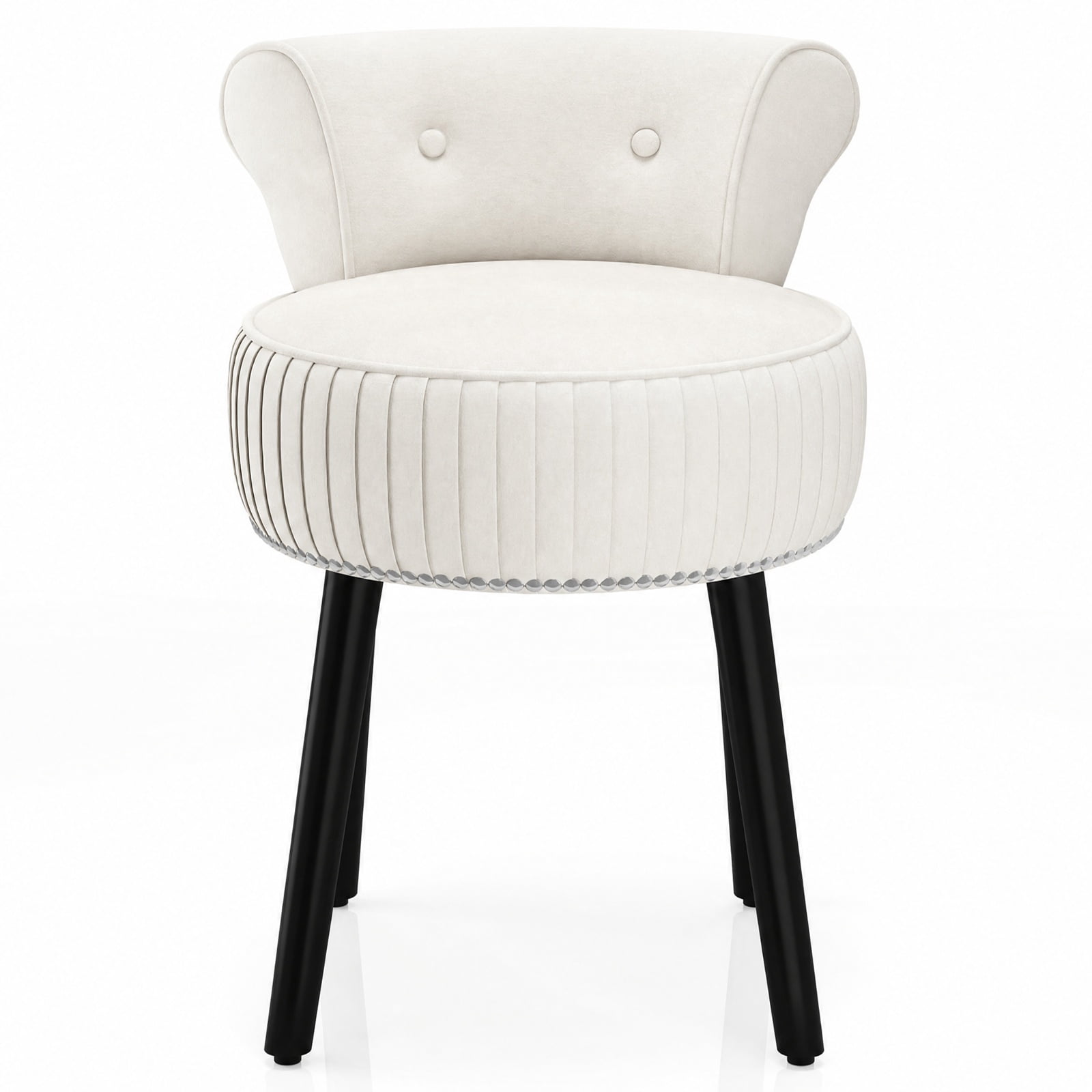 Furnibear Velvet Vanity Chair Upholstered Stool with Tufted Back and Wood Legs