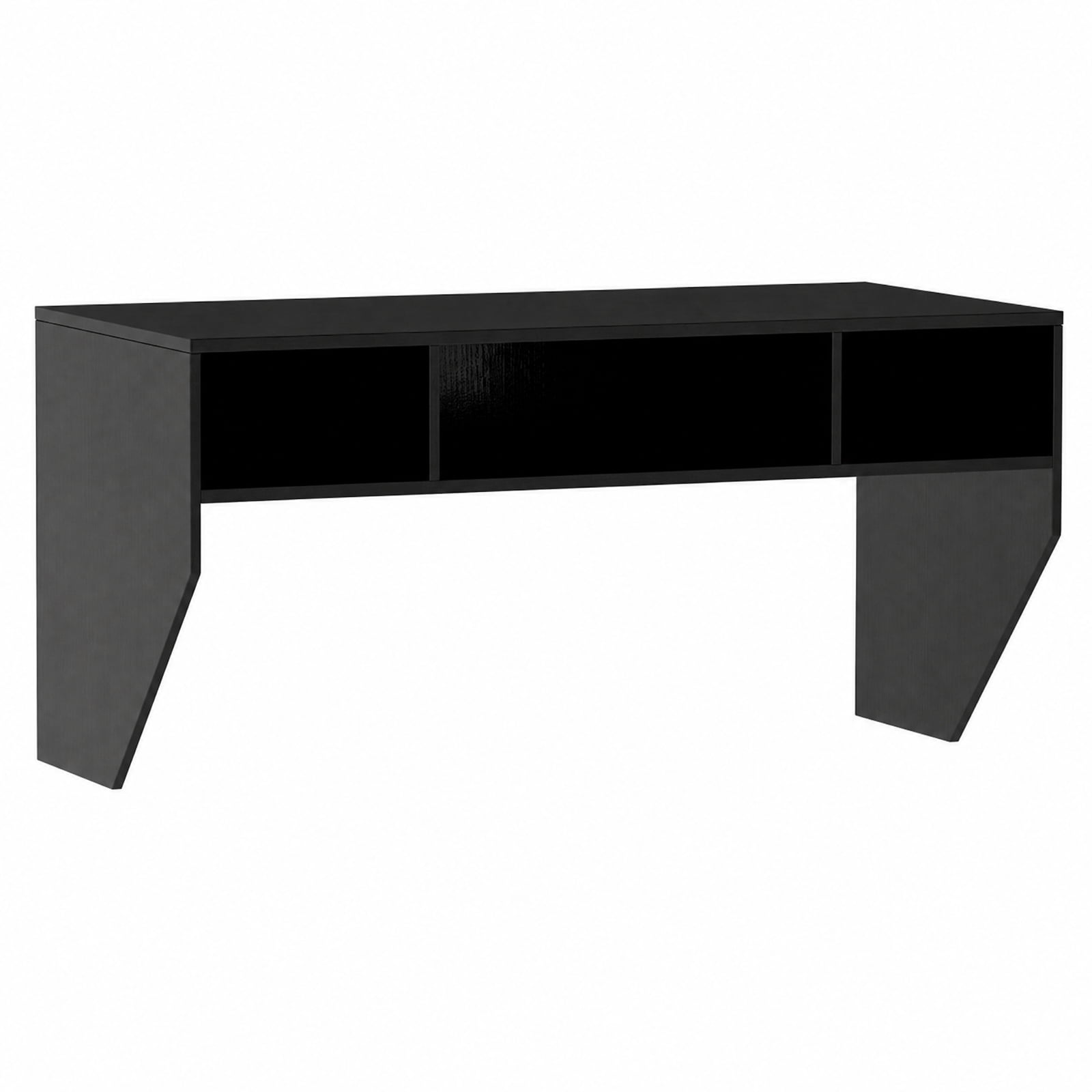 Furnibear Wall-Mounted Computer Desk Floating Laptop Desk with 3 Storage Compartments for Home Office Study Computer Writing Workstation, Black