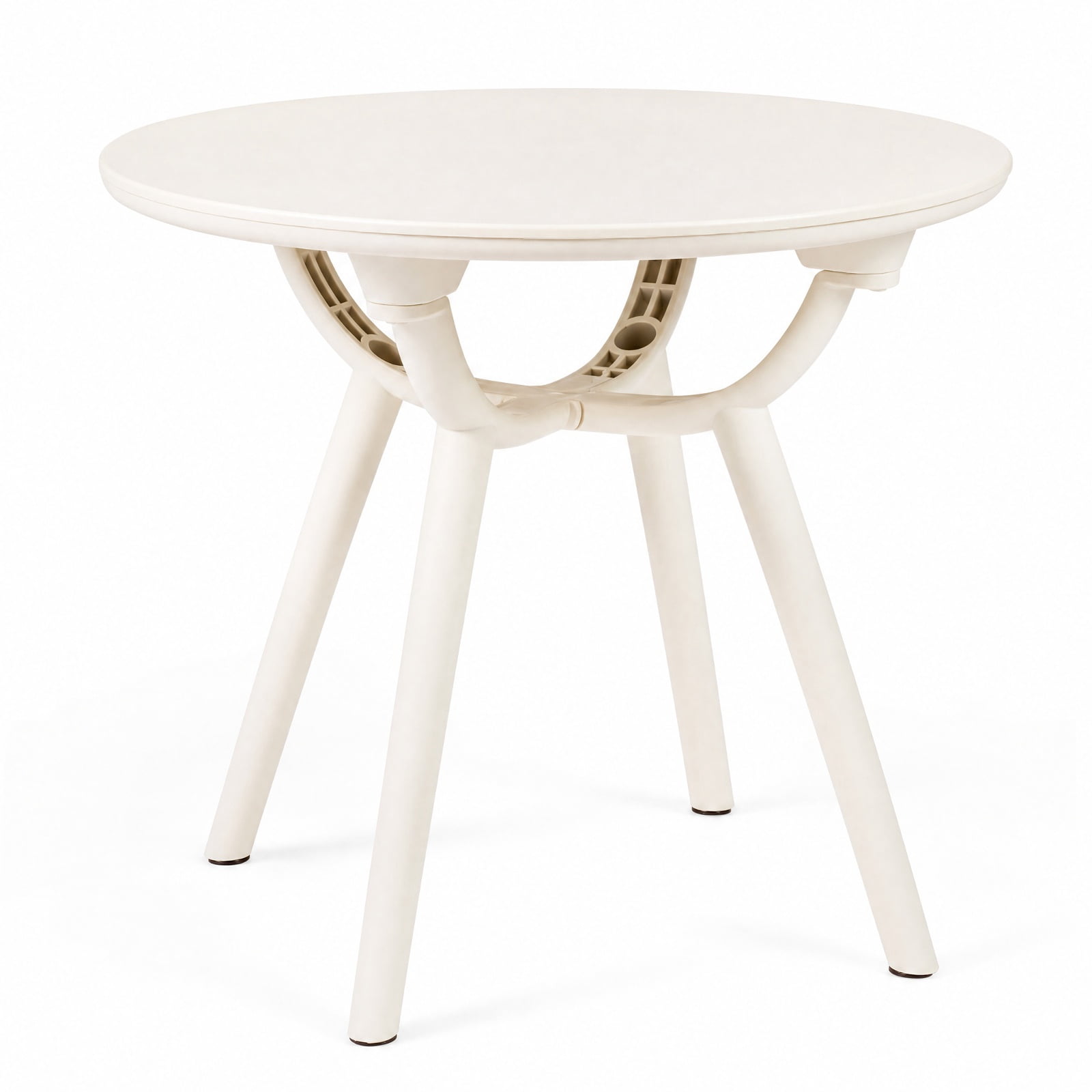 Furnibear Weather Resistant Circular Small End Table Set of 2 with Spacious Round Tops and Molded PP ABS Build for Poolside and Backyard, White